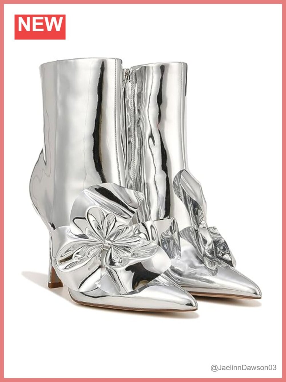 Metallic Ruched Pointed Toe Ankle Bootie with Flare Heel